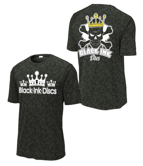 Digi Camo Triple Crown/Skull back golden (Mens Performance Tee shirt) (Black)