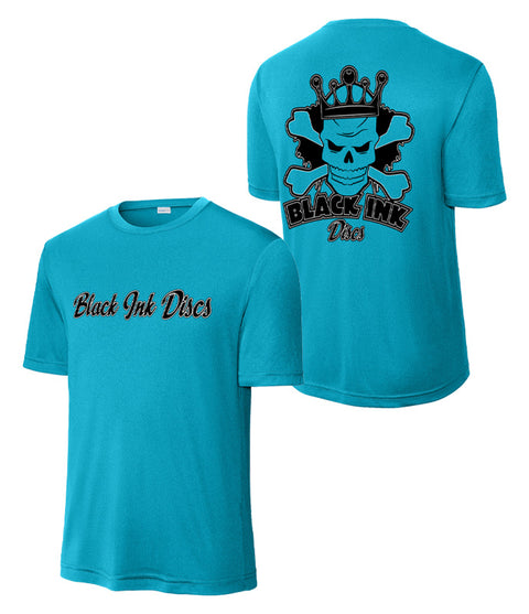 Cursive Front/Skull back (Mens Performance Tee shirt)